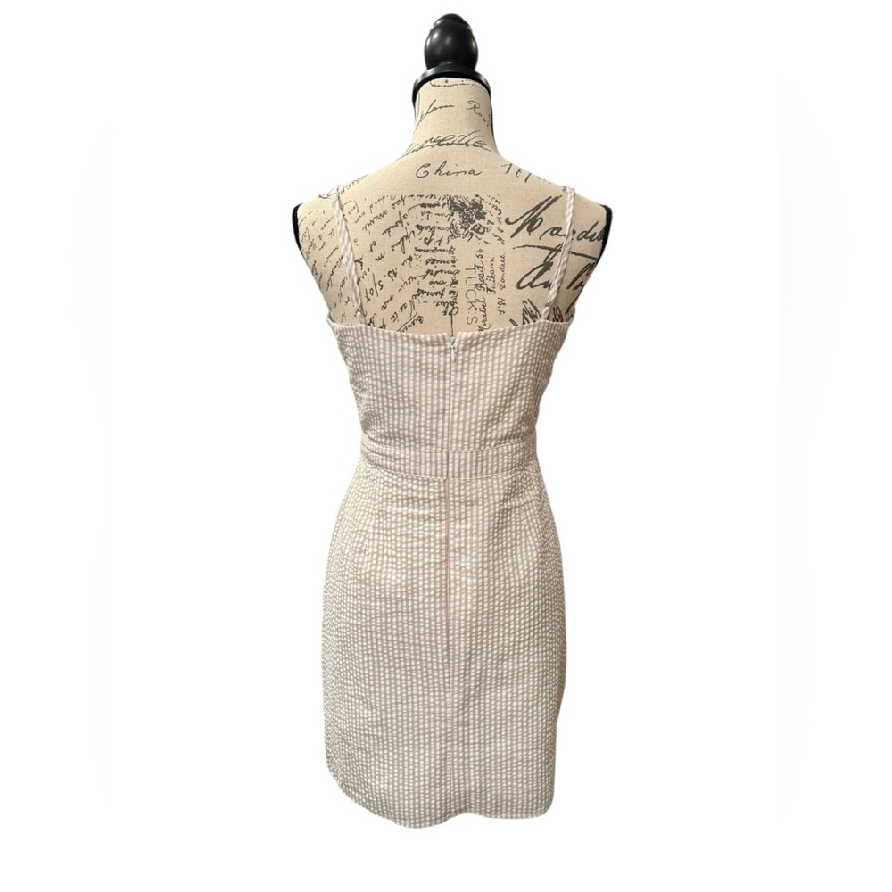 Forever 21 Sun Dress Seersucker NWT Women’s Size Large Beige and White Stripe - Picture 3 of 11